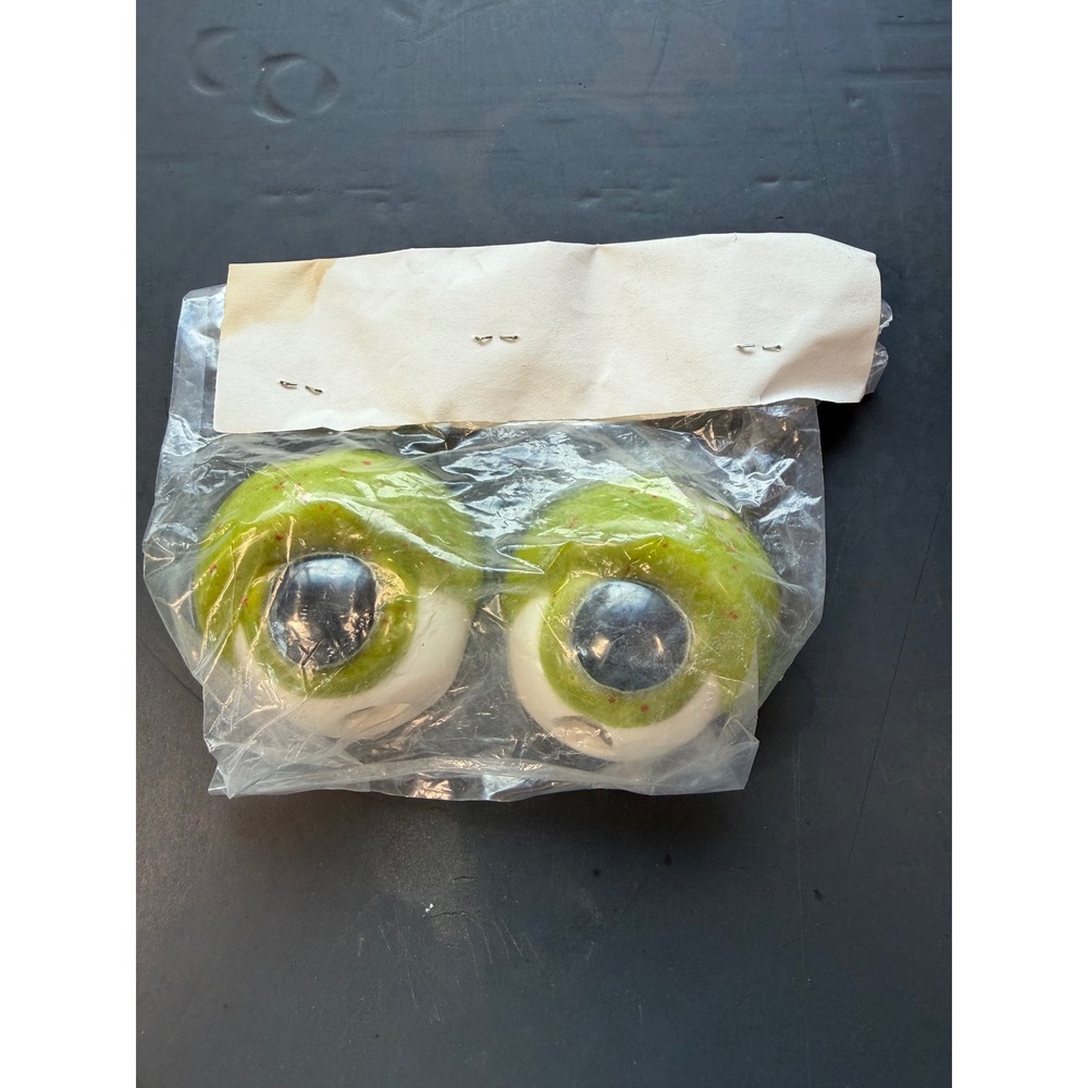 Vintage Ceramic Frog Eyes for Macrame Green Glazed Craft Beads Set of 2